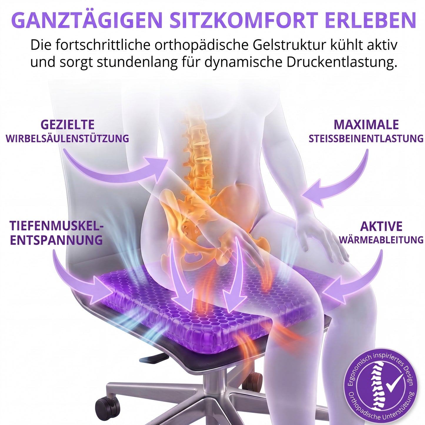 Ergonomisches Sitzkissen für schmerzfreies Sitzen